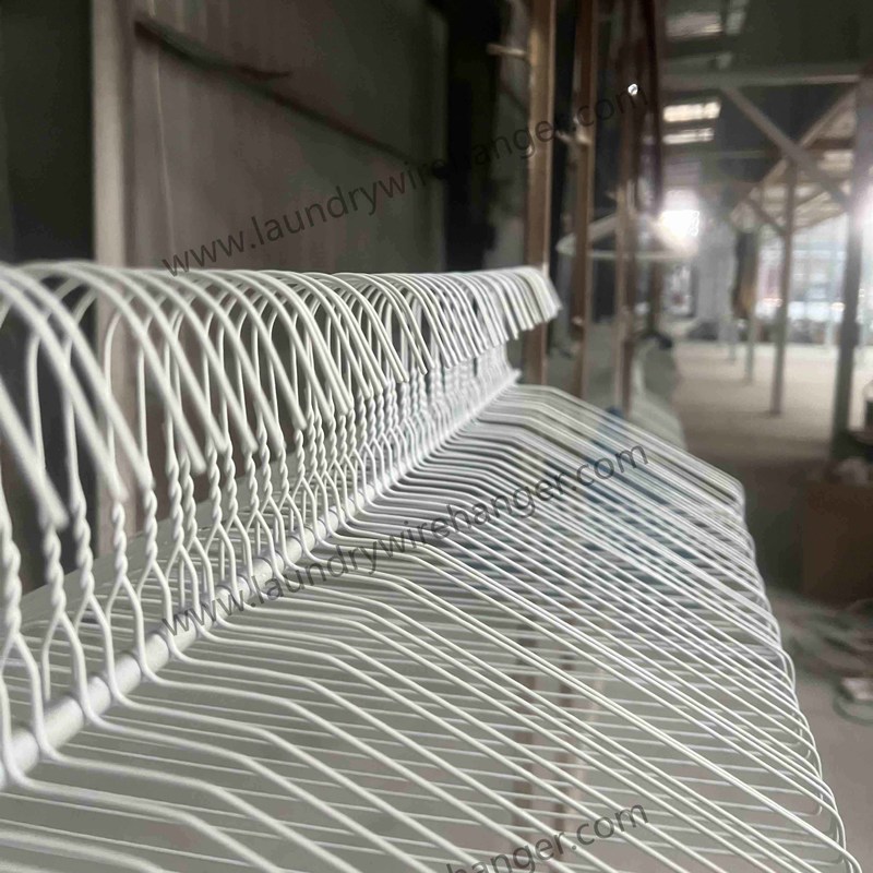 16 inch / 2.0mm Metal Clothes Wire Hanger For Dry Cleaning White Color