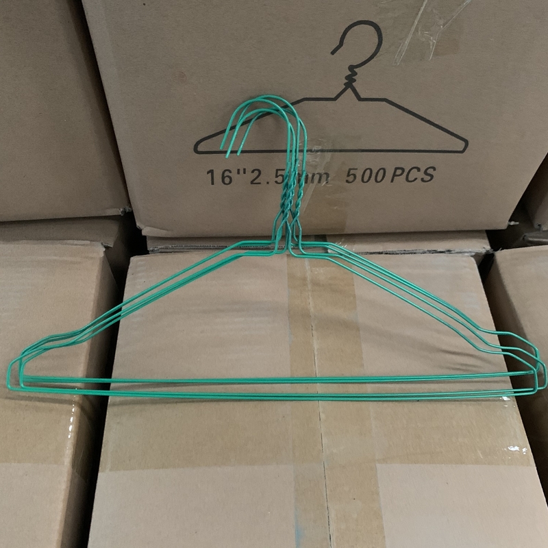 Shirt / Suit Green Steel Wire Hangers 20.5cm Height Carbon Steel Material